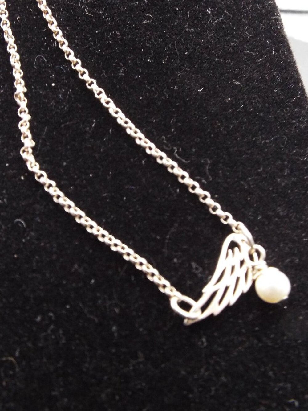 LITTLE GIRL'S STERLING ANGEL WING OPEN DESIGN & PEARL DELICATE FINE BRACELET 65